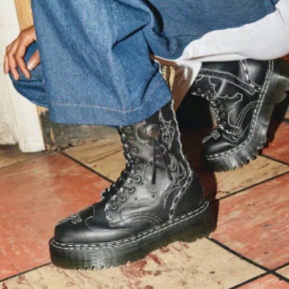 DR. MARTENS JADON HI BOOT GOTHIC AMERICANA PLATFORMS RARE FIND